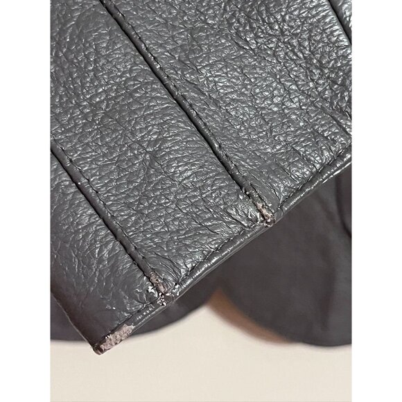 Vintage Leather Jacket Gray 8P Neutral Blazer Tailored Classic Chic Western 80s - Picture 13 of 14